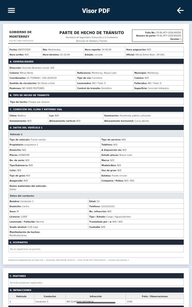 Reporte PDF SENANMI